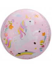 Фольгированный шар с гелием "Единорог сфера 3D" Розовый 61см